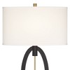 Pacific Coast Lighting Crescent 32" Tall Large Modern End Table Lamp Black Gold Metal Ring Single White Shade Living Room Bedroom Bedside Nightstand - 4 of 4