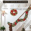 GAOMON 6FT Christmas Garland with Lights, Battery Operated Lighted Xmas Garland with Red Gold Balls Poinsettia Timer - 3 of 4