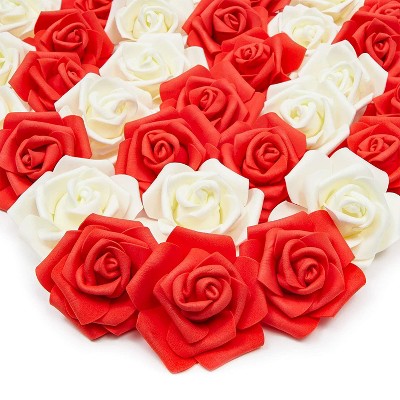 Bright Creations 100 Pack Artificial Foam Rose Flower Heads for Decorations, Craft, Wedding, Valentine's Day