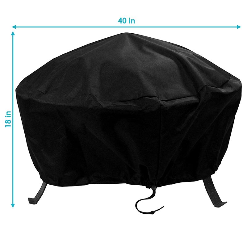 Sunnydaze Outdoor Heavy-Duty Weather-Resistant Vinyl PVC Round Fire Pit Cover with Drawstring Closure - Black, 3 of 8