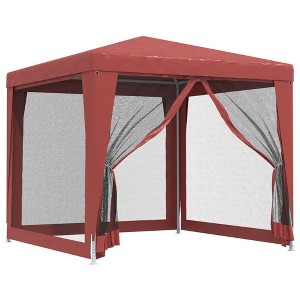 vidaXL Durable Party Tent with UV-Resistant Roof and 4 Mesh Sidewalls, Heavy-Duty Iron Frame - Red - High-Density Polyethylene (HDPE) Material - 1 of 4