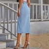 Women's High Waist Denim Midi Skirt - Trendy Button Front Skirt with Thigh Slit for Summer 2025 Light Blue - 3 of 4