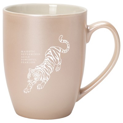 Elanze Designs 10 Ounce Ceramic Decorative Laser Engraved Giftable Novelty Tea Coffee Cup Mug Precious Pearl Tiger Majestic Determined Agile Powerful