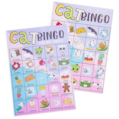 Juvale Kitten Bingo Set, Cat Theme Party Game Cards and Kitty Calling Chips for Kids, Classroom Activity, Up to 36 Players