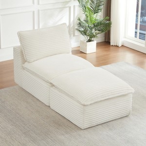 AENKYO Modern Corduroy Cloud Sofa, Modular Sectional with High-Density Foam & Ottoman, Freely Combined for Living Room - 1 of 4