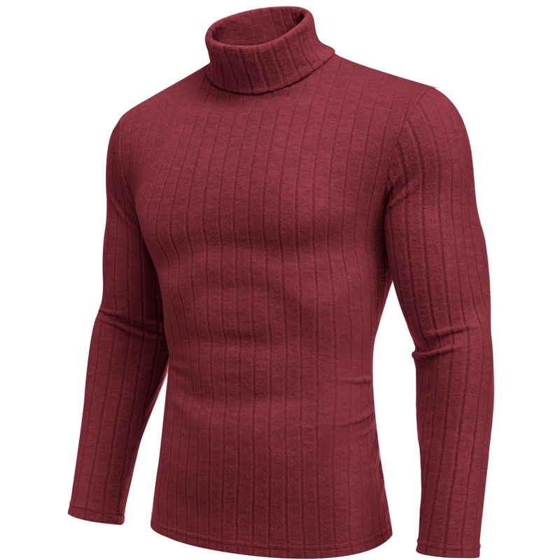 Ekouaer Mens Thermal Top Base Layers Turtleneck Long Sleeve Slim Fit Jumper Fall Winter Thermal Underwear Ribbed Lightweight Burgundy S