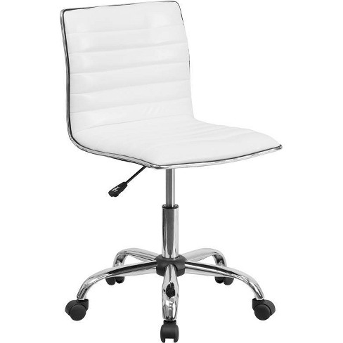 Details about   BLACK PU Leather Low Back Armless Desk Chair Ribbed Armless Swivel Task Chair 