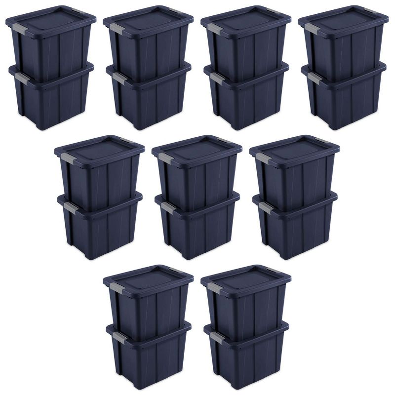 Sterilite Tuff1 18 Gallon Plastic Stackable Basement, Garage, Attic Storage Tote Container Bin with Latching Lid, Dark Blue (18 Pack), 1 of 7