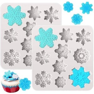 JDICTION 2pcs Snowflake Silicone Fondant Molds for Baking Christmas Chocolate Candy and Cake Decorations - 1 of 4