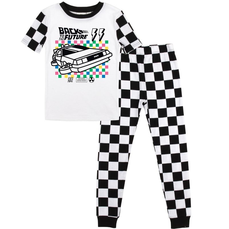 Back To The Future Delorean Rainbow Checkerboard 2-Pack Boy's Sleep Set, 1 of 5