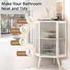 QingMoon Corner Cabinet, Floor Storage Cabinet, Narrow Organizer with Fluted Glass Door and Shelves for Bathroom and Laundry Room - 3 of 4