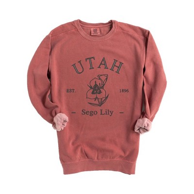 Simply Sage Market Women's  Garment Dyed Graphic Sweatshirt Embroidered Utah Sego Flower