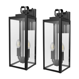 DORESshop 18 in. Black Outdoor Wall Lantern-Tall Transitional Exterior Light with Clear Glass (2-Pack) - 1 of 4