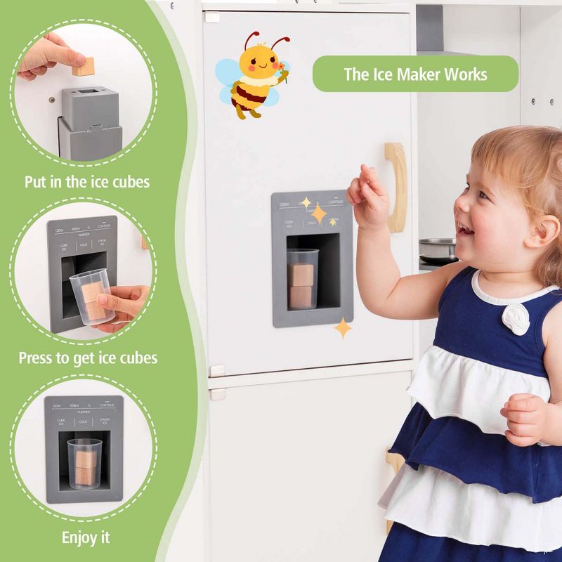 Honeyjoy Corner Play Kitchen Toddler Kitchen Playset with Range Hood, Ice Maker, Microwave, 5 of 11