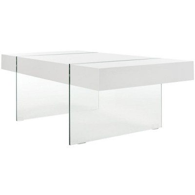 Jacob White Rectangular Glass Leg Modern Coffee Table