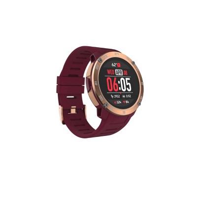 iTouch Explorer Smartwatch: Rose Gold Case and Merlot Silicone Strap