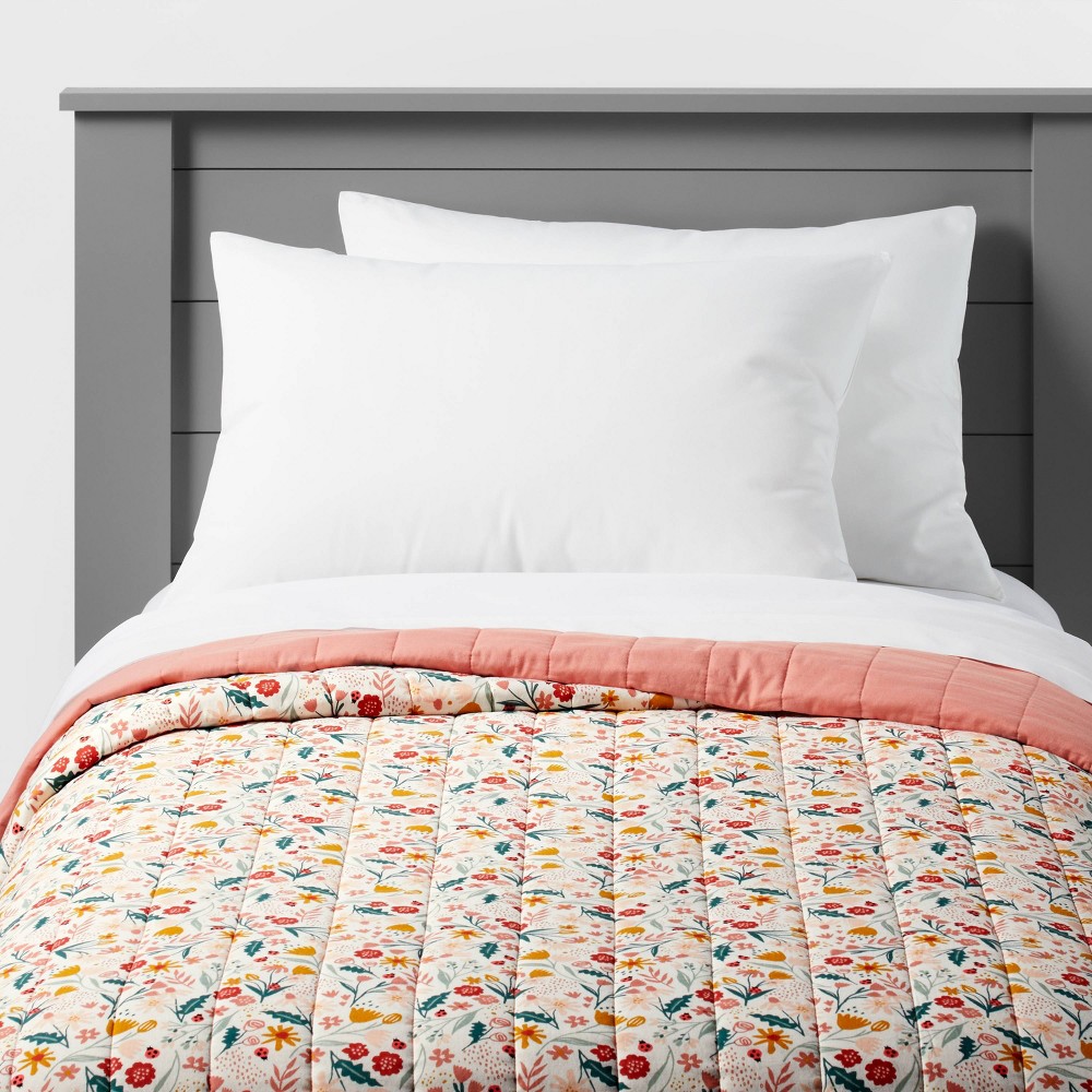 Photos - Duvet Full/Queen Garden Floral Cotton Kids' Quilt - Pillowfort™