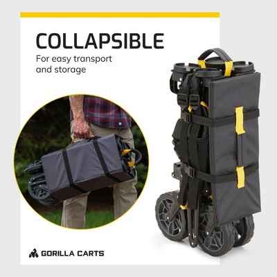 Black Steel Frame Collapsible Utility Wagon with Polyester Deck