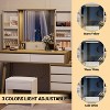 Farmhouse Vanity Desk with Large Mirror, 6 Drawers, Open Shelves, 3 Color Lighting Modes, Adjustable Brightness, Dressing Table for Bedroom, Natural - 4 of 4