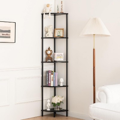 Corner Shelf Stand, 5-Tier Bookshelf, 65" Tall Shelves for Bedroom, Living Room, Narrow Display Shelf Bookcase
