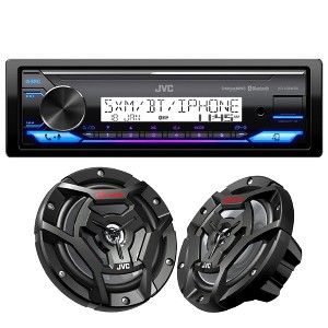 JVC KD-X38MBS Marine Digital Media Receiver with Bluetooth, USB, Conformal Coated PCB with 1 Pair CS-DR6200M Marine Speaker 6.5" 2-Way Black - 1 of 4