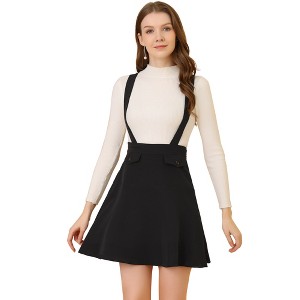 INSPIRE CHIC Women's Adjustable Straps Flared Mini Suspender Skirts - 1 of 4
