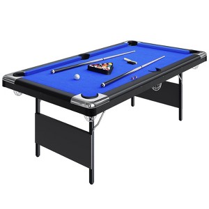 7ft Portable Billiard Table Set with Steel Frame for Adults - Includes Balls, 2 Cues, Chalks, Brush, Folding Pooltable for Home - 1 of 4