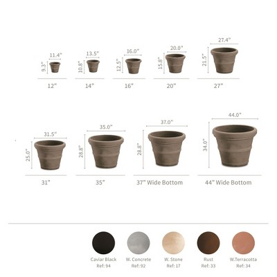 Rust 16" Round Rolled-Rim Resin Planter