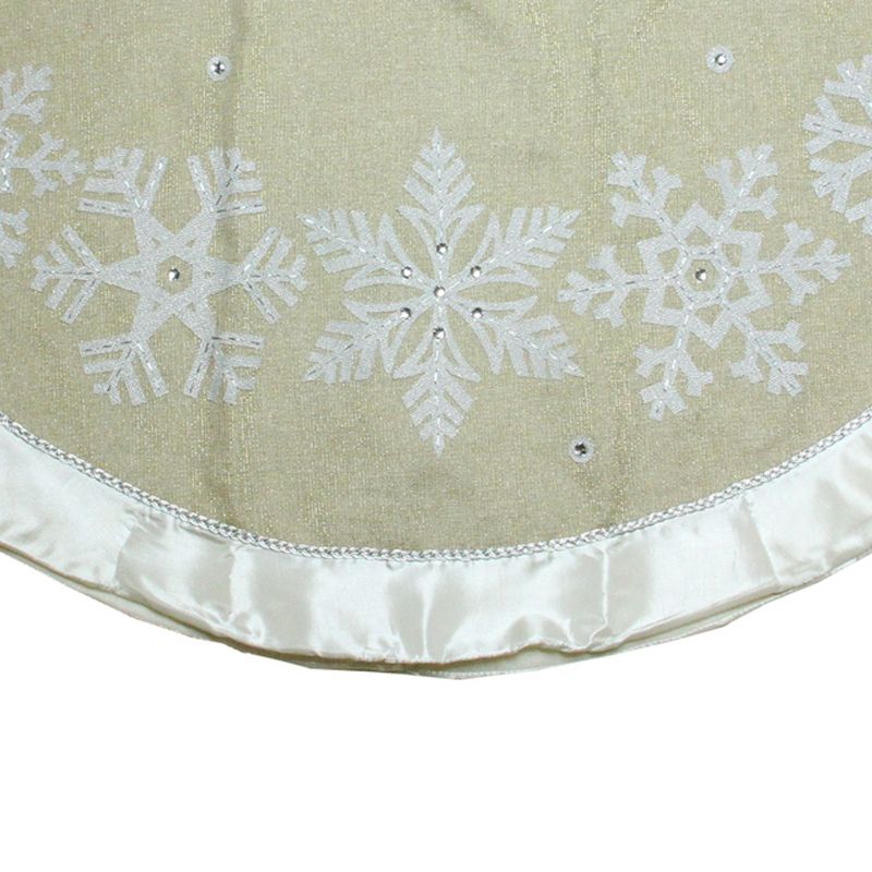 Northlight 48" Gold and Silver Bordered Snowflake Christmas Tree Skirt, 4 of 5