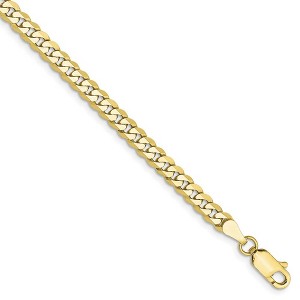 Black Bow Jewelry 3.2mm 10k Yellow Gold Flat Beveled Curb Chain Bracelet - 1 of 4