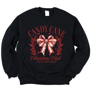 Simply Sage Market Women's Graphic Sweatshirt Coquette Candy Cane - 1 of 4