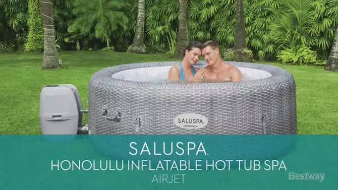 Bestway SaluSpa AirJet Honolulu 6 Person Inflatable Portable Hot Tub Spa and 2 Pack of Intex PureSpa Inflatable Adjustable Removeable Seats, 2 of 8, play video