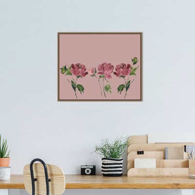 Mauve Peonies Beaded Framed Canvas Wall Art