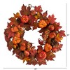 Nearly Natural 24-in Autumn Maple Leaves, Pumpkin, Pinecone and Berries Artificial Fall Wreath - 2 of 3