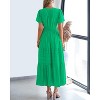 Women's 2025 Summer Casual Midi & Maxi Dress - Lightweight V-Neck Boho Beach Dress with Elastic Waist & Pockets Bright Green - 3 of 4