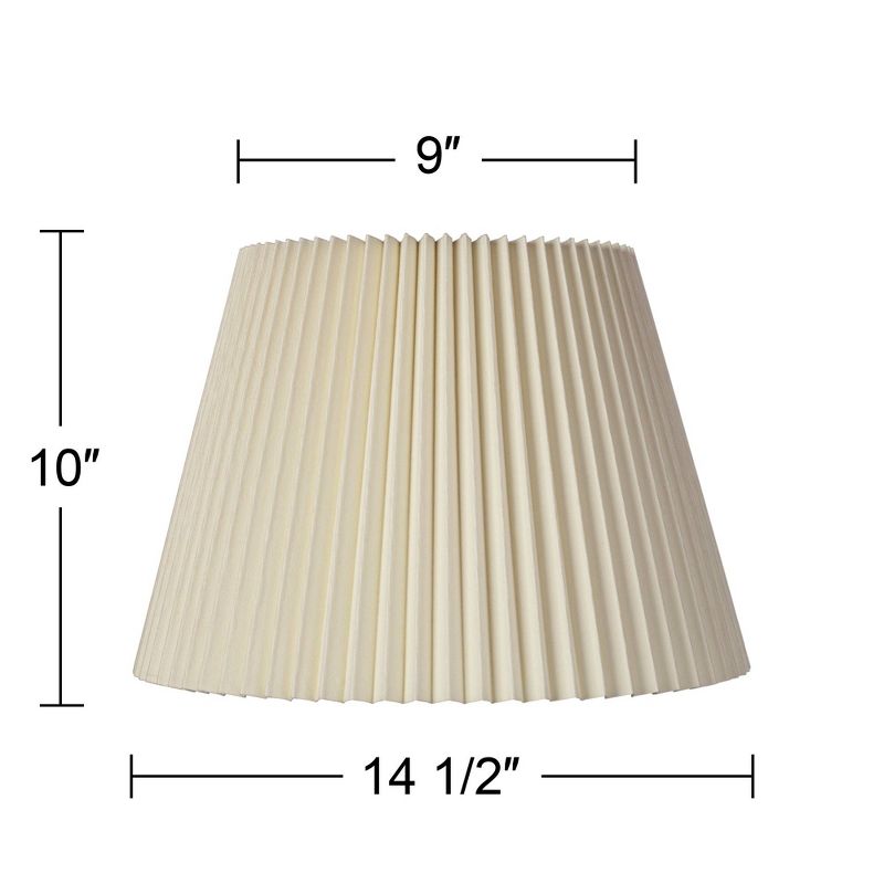 Springcrest Set of 2 Drum Lamp Shades Ivory Knife Pleat Medium 8" Top x 14.5" Bottom x 10" High Spider with Harp and Finial Fitting, 6 of 8