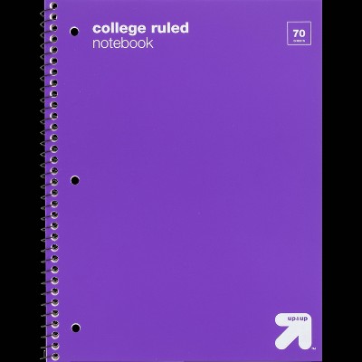 College Ruled 1 Subject Flexible Plastic Cover Spiral Notebook - up&up™