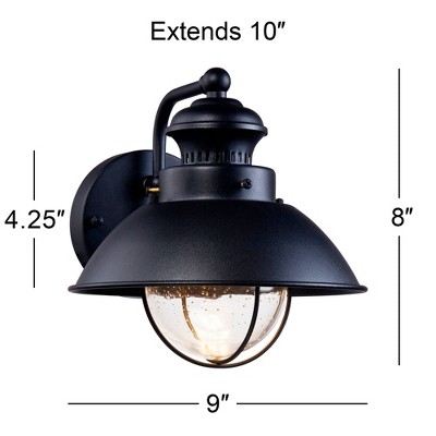 Black Steel Industrial Outdoor Wall Sconce with Seedy Glass