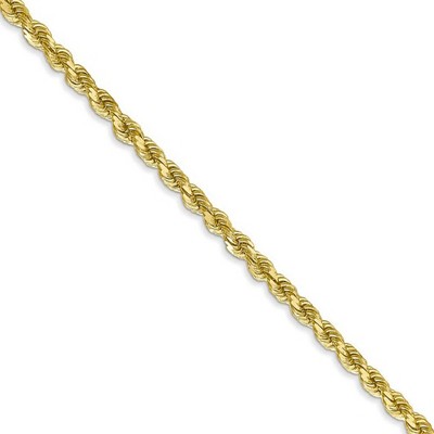 Black Bow Jewelry 2.75mm 10k Yellow Gold Diamond Cut Solid Rope Chain Necklace