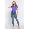 Slickblue Women's Short Sleeve Front Tie Top, Stretch ITY Fabric, Casual to Dressy Style, Black/Purple, Size S-L - 2 of 4
