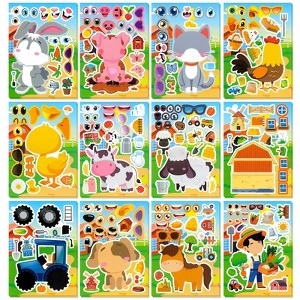 Wrapables Make a Face Stickers, Make Your Own Animal, Food, Dress-Up Stickers, DIY Craft Activities, Party Favors (24 Sheets) - 1 of 4