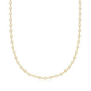 Ross-Simons 3.5-4mm Cultured Pearl Station Necklace in 18kt Gold Over Sterling - 1 of 2