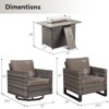 Buenhomino Patio Wicker Furniture Set with Fire Pit Table, PE Rattan Swivel Patio Chairs with Propane Fire Pit Table, 5PCS Patio Conversation Set - 3 of 4