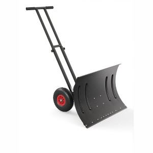 Snow Shovel, Heavy Duty 29" Snow Shovel with Double Rod, 2-Wheel Angled Blade Efficient Snow Removal,5 Level Adjustable Height Handle - 1 of 4
