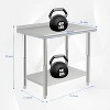 36"x24" Stainless Steel Prep Table, Stainless Steel Workbench, 662 lbs Load Capacity, 3-Stage Adjustable Shelf, with Hook, Arc Corner Edge - 2 of 4