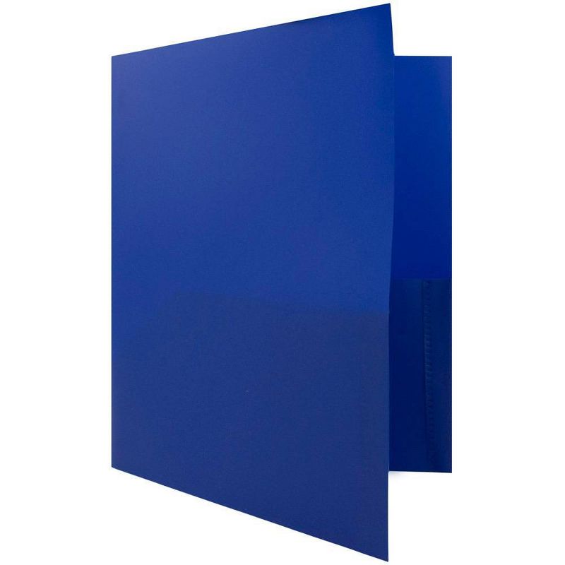 JAM 6pk POP 2 Pocket School Presentation Plastic Folders Blue, 5 of 7