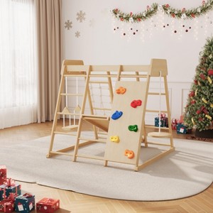 8-in-1 Wooden Jungle Gym Climber ¨C All-in-One Indoor/Outdoor Playset with Slide & Swing - 1 of 4