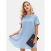 EXLURA Womens Summer Casual Short Sleeve Dress Crewneck Tshirt Dresses Pleated Aline Mini Dress 2025 Vacation Beach Sundress - 2 of 4