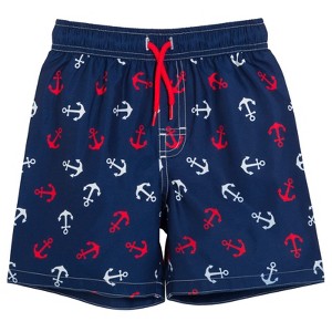 Shark Anchor Watermelon USA American Flag Surfboard Boats Swim Trunks Infant to Toddler - 1 of 4
