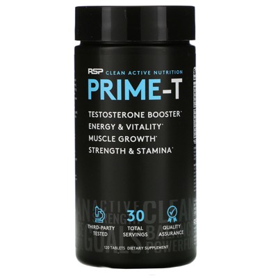 RSP Nutrition Prime-T, Testosterone Booster, 120 Tablets, Dietary Supplements